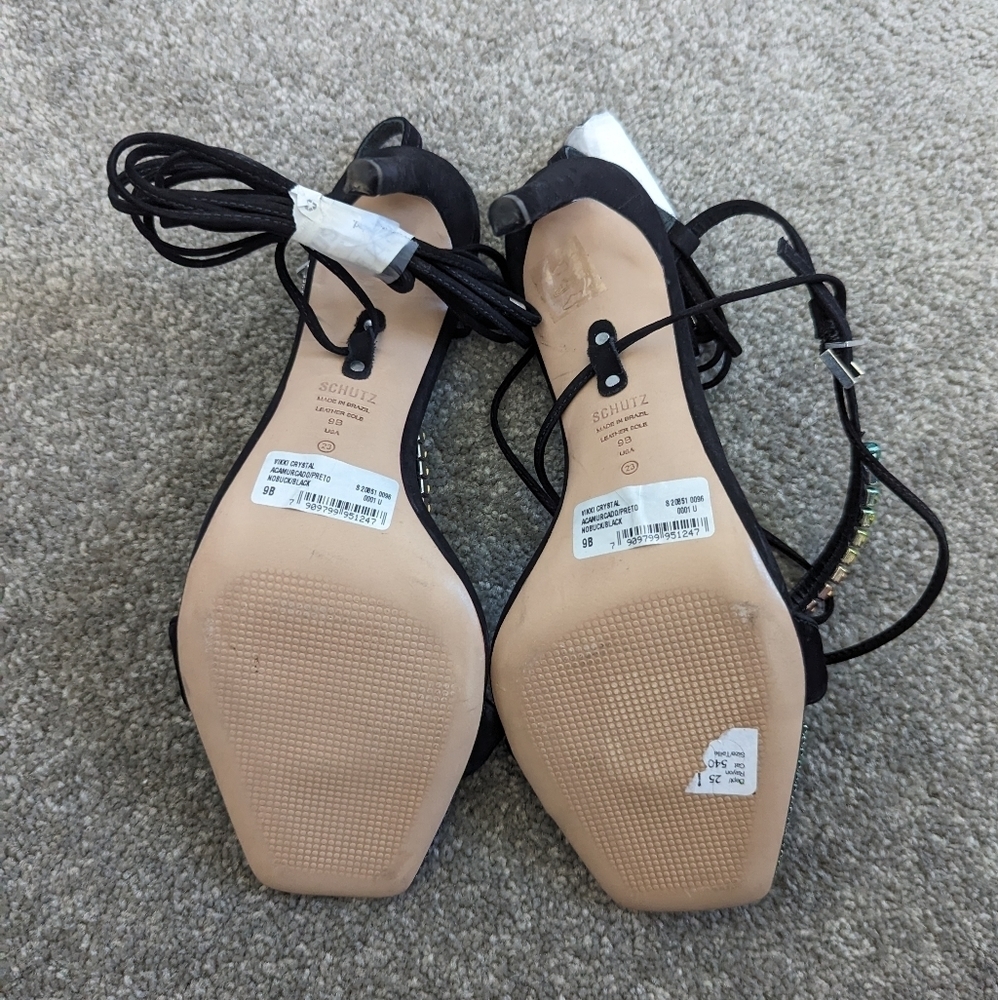 SCHUTZ Vikki Crystal Strappy Heels Sandals Size 9 - Picture 6 of 7